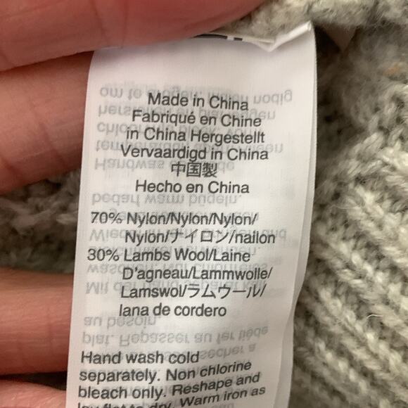 J Crew Gray Cable Pom Pom Knit Lambs Wool Blend Pullover Sweater - Picture 5 of 5